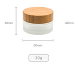 Small Glass Cosmetic Sample Bottles Frosted Refillable Mini Jars Bamboo Lid Cream Containers