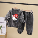 Boys' Korean Style Denim Spring Clothing Set 2-Piece Long-Sleeve Cotton Blend Fashion Outfit