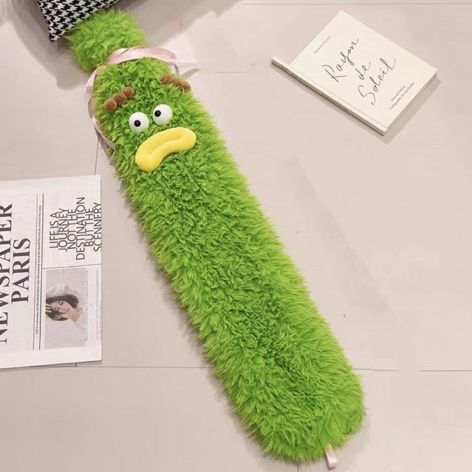 2L Cute Hot Water Bottle with Soft Cover – Portable Belly Warmer Belt, Long Silicone Hand Warmer, Leakproof & Explosion-Proof