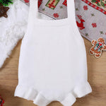 Unisex Christmas Triangle Romper Jumpsuit  Red/White Infant Holiday Outfit for Newborn to 18M
