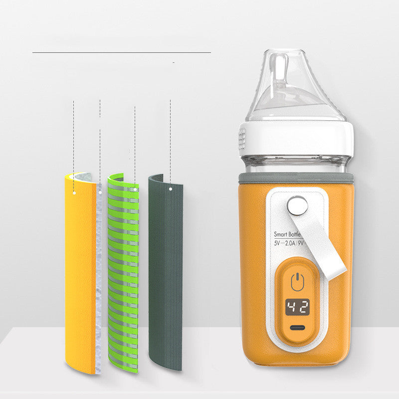 Portable Baby Bottle Warmer Constant Temperature Heating Cover for Night Milk & Travel USB Rechargeable