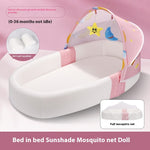 Foldable Portable Baby Bed Anti-Pressure Newborn Crib with Mosquito Net & Sunshade Travel Bassinet