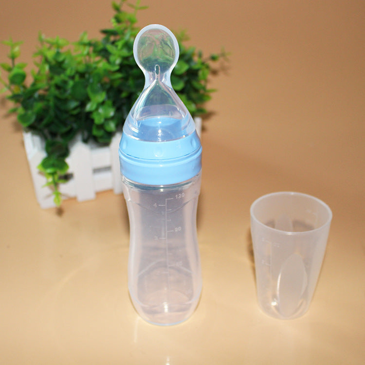Baby Spoon Bottle Feeder 120ml Silicone Feeding Bottle Easy One-Hand Feeding for Infants