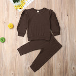 Newborn Baby Ruffle Jumper Set Long Sleeve Cotton Sweatshirt & Pants Infant Fall Clothes