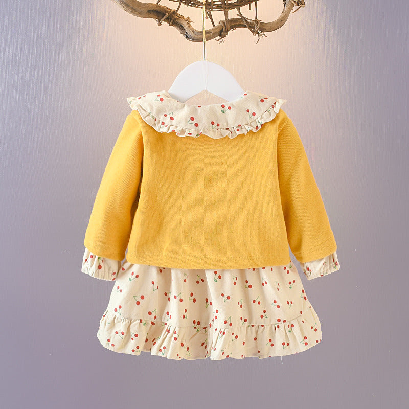 Baby Girl Autumn Clothing Suit Cotton Long Sleeve Skirt Set Korean Style Spring & Fall Outfit