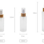 Small Glass Cosmetic Sample Bottles Frosted Refillable Mini Jars Bamboo Lid Cream Containers