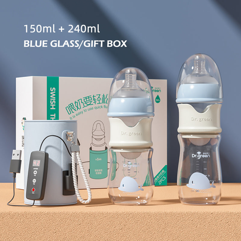 Baby Quick-Rinsing Constant Temperature Bottle PPSU & Glass Wide Caliber Baby Bottle Leak-Proof, Safe, Fast Heating Feeding Bottle