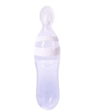 Baby Spoon Bottle Feeder 120ml Silicone Feeding Bottle Easy One-Hand Feeding for Infants
