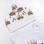 Okobebe Baby Boys Clothing Set Cotton Top Romper with Crown Pants