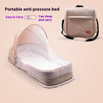 Baby Bed in Bed Foldable Portable Newborn Crib with Mosquito Net & Soft Cotton Cushion