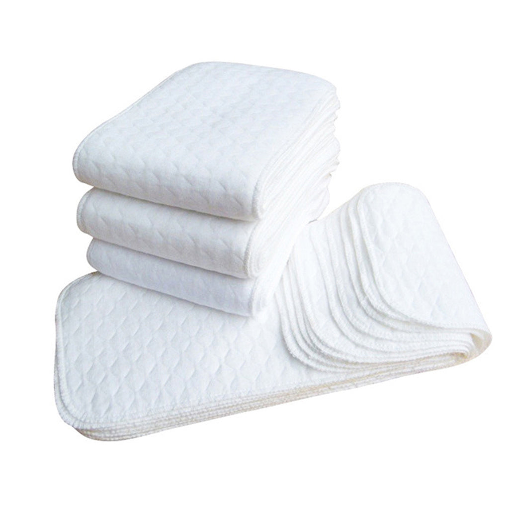 10-Pack Ecological Cotton Baby Diapers 3 Layers of Soft, Absorbent Cloth Inserts (45x15cm)