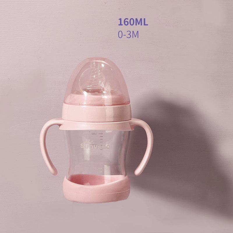 Newborn Baby Bottle with Handle 160ml & 280ml Plexiglass Feeding Bottle Safe & Comfortable Design for Infants