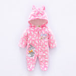 Okobebe Winter Jumpsuit Velvet Hooded Baby Clothing – Soft Cotton Lined Infant Outfit