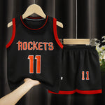 Kids Basketball Outfit Boys’ Sportswear 2-Piece Set Athletic Summer Clothing for Children