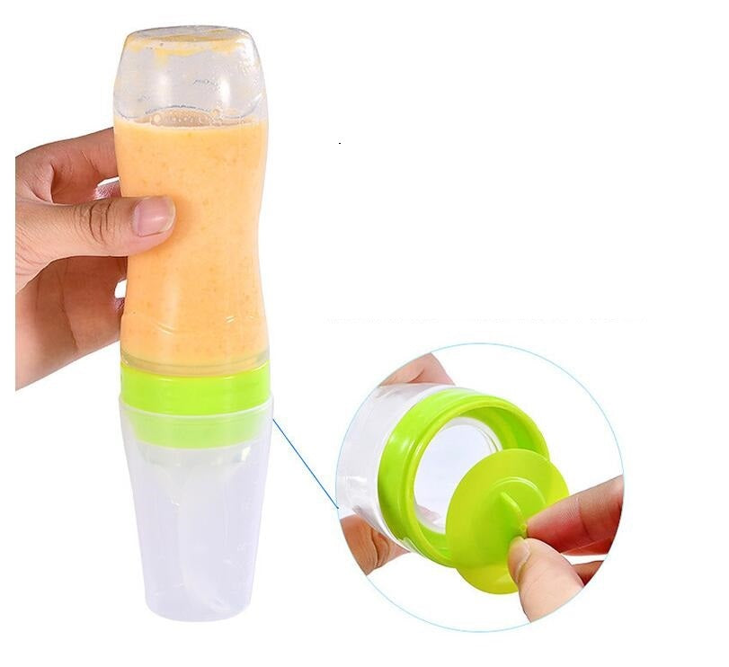 Baby Spoon Bottle Feeder 120ml Silicone Feeding Bottle Easy One-Hand Feeding for Infants