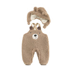 Okobebe Baby Jumpsuit Autumn and Winter – Plus Velvet Bear Suspenders Outfit