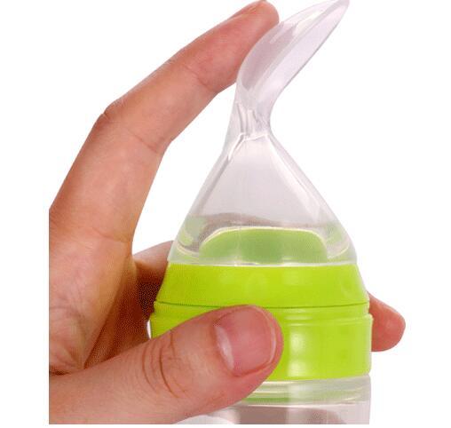 Baby Spoon Bottle Feeder 120ml Silicone Feeding Bottle Easy One-Hand Feeding for Infants
