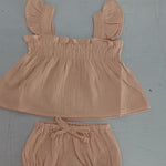 Girls Solid Color Sling Top & Shorts Set Summer Cotton Outfit Toddler & Kids Two-Piece Suit