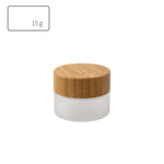 Small Glass Cosmetic Sample Bottles Frosted Refillable Mini Jars Bamboo Lid Cream Containers
