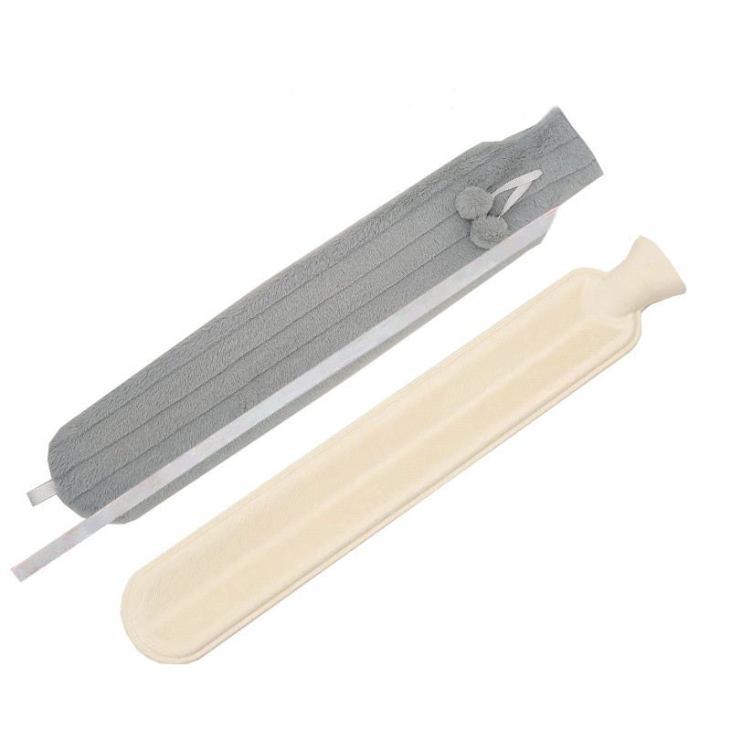 2L Cute Hot Water Bottle with Soft Cover – Portable Belly Warmer Belt, Long Silicone Hand Warmer, Leakproof & Explosion-Proof