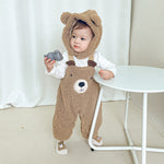 Okobebe Baby Jumpsuit Autumn and Winter – Plus Velvet Bear Suspenders Outfit