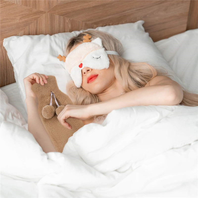 2L Cute Hot Water Bottle with Soft Cover – Portable Belly Warmer Belt, Long Silicone Hand Warmer, Leakproof & Explosion-Proof