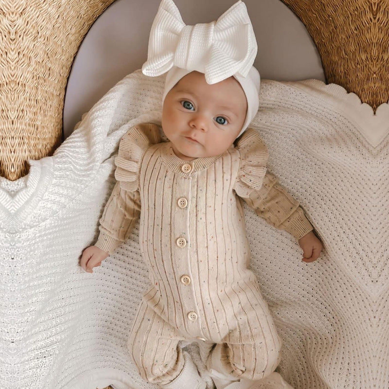 Baby Autumn Knitted Jumpsuit – Soft Cotton Pullover Romper for Infants | Cozy & Breathable Fall Baby Outfit
