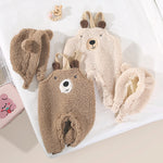 Okobebe Baby Jumpsuit Autumn and Winter – Plus Velvet Bear Suspenders Outfit