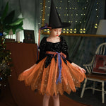 Girls' Deluxe Halloween Witch Costume Set Dress, Hat, Magic Stick & FREE Lighting Chain