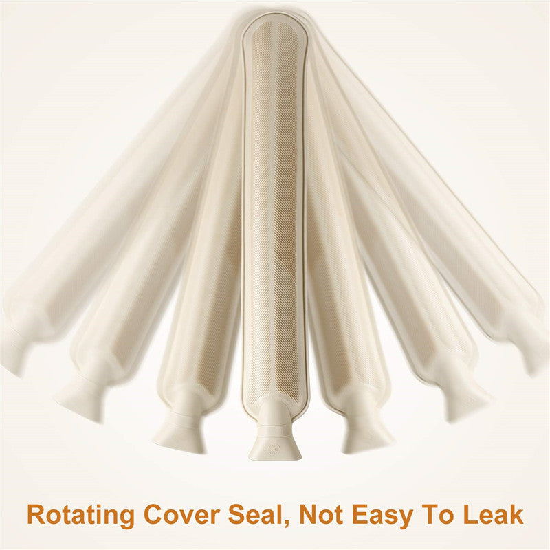 2L Cute Hot Water Bottle with Soft Cover – Portable Belly Warmer Belt, Long Silicone Hand Warmer, Leakproof & Explosion-Proof