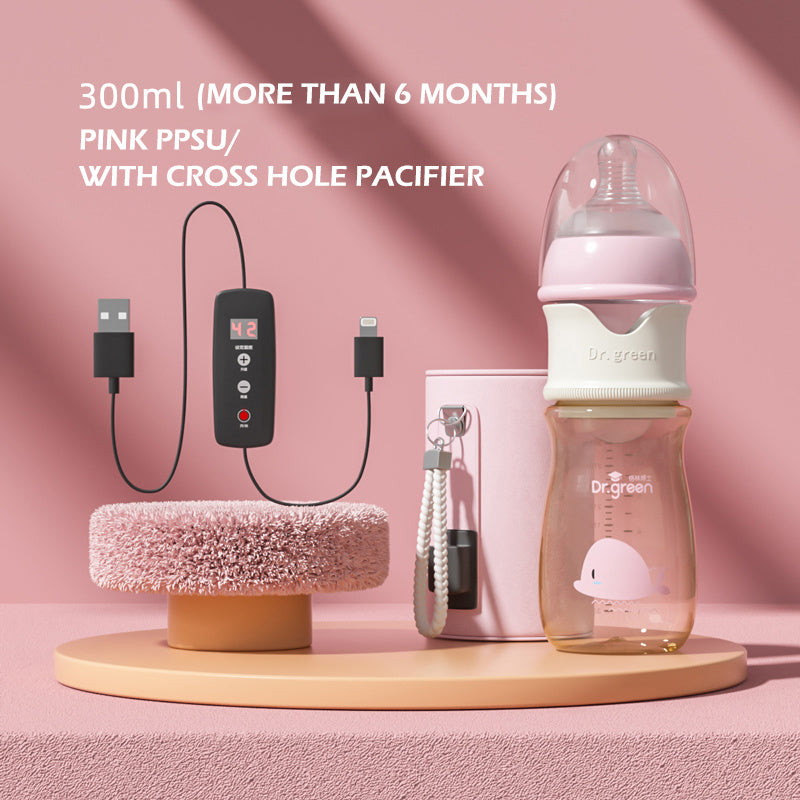 Baby Quick-Rinsing Constant Temperature Bottle PPSU & Glass Wide Caliber Baby Bottle Leak-Proof, Safe, Fast Heating Feeding Bottle