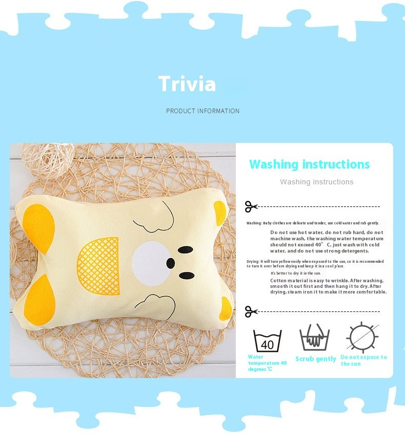 Soft Detachable Baby Pillow Washable Newborn Pillow with Removable Cover Anti-Flat Head Infant Cushion