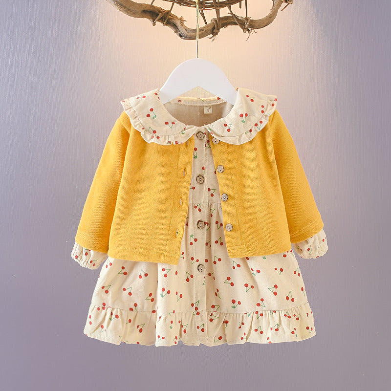Baby Girl Autumn Clothing Suit Cotton Long Sleeve Skirt Set Korean Style Spring & Fall Outfit
