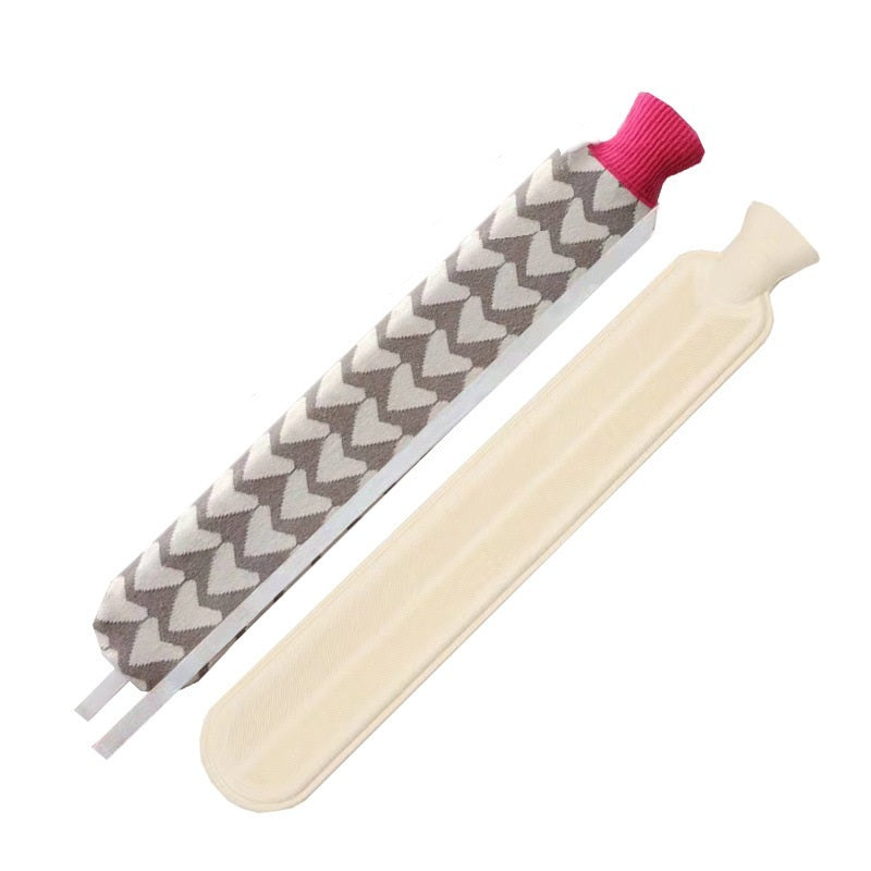 2L Cute Hot Water Bottle with Soft Cover – Portable Belly Warmer Belt, Long Silicone Hand Warmer, Leakproof & Explosion-Proof