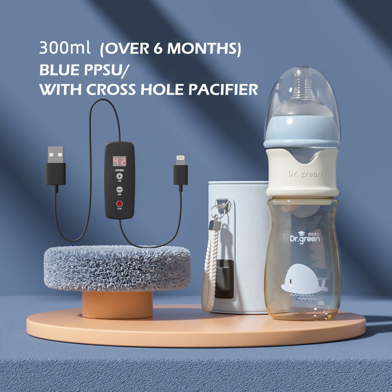 Baby Quick-Rinsing Constant Temperature Bottle PPSU & Glass Wide Caliber Baby Bottle Leak-Proof, Safe, Fast Heating Feeding Bottle