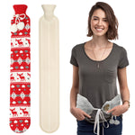 2L Cute Hot Water Bottle with Soft Cover – Portable Belly Warmer Belt, Long Silicone Hand Warmer, Leakproof & Explosion-Proof