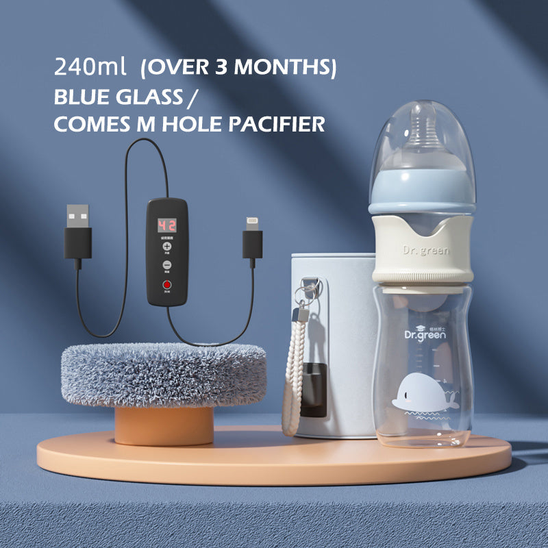 Baby Quick-Rinsing Constant Temperature Bottle PPSU & Glass Wide Caliber Baby Bottle Leak-Proof, Safe, Fast Heating Feeding Bottle