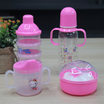 4-Piece Baby Milk Bottle & Feeding Set Cartoon Infant Tableware Safe Plastic Feeding Set for Toddlers